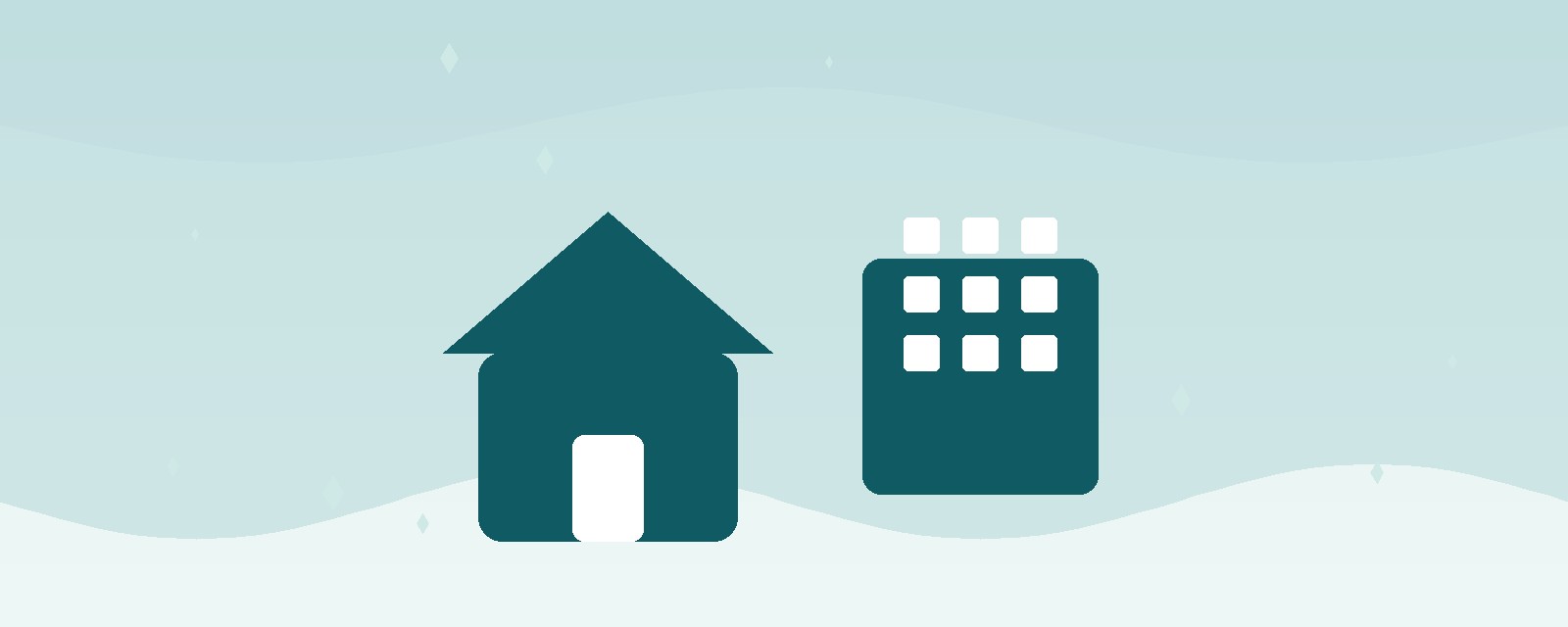 Casa e prédio em ilustração teal